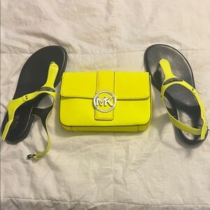 Michael Kors Neon Yellow Crossbody and Matching Sandals